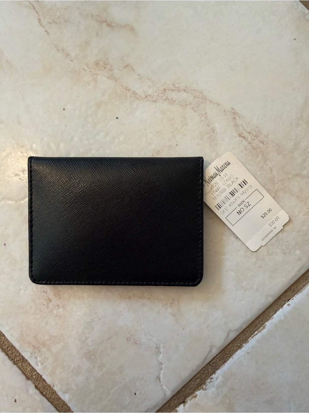 Neiman Marcus Black Leather Card & Key Holder